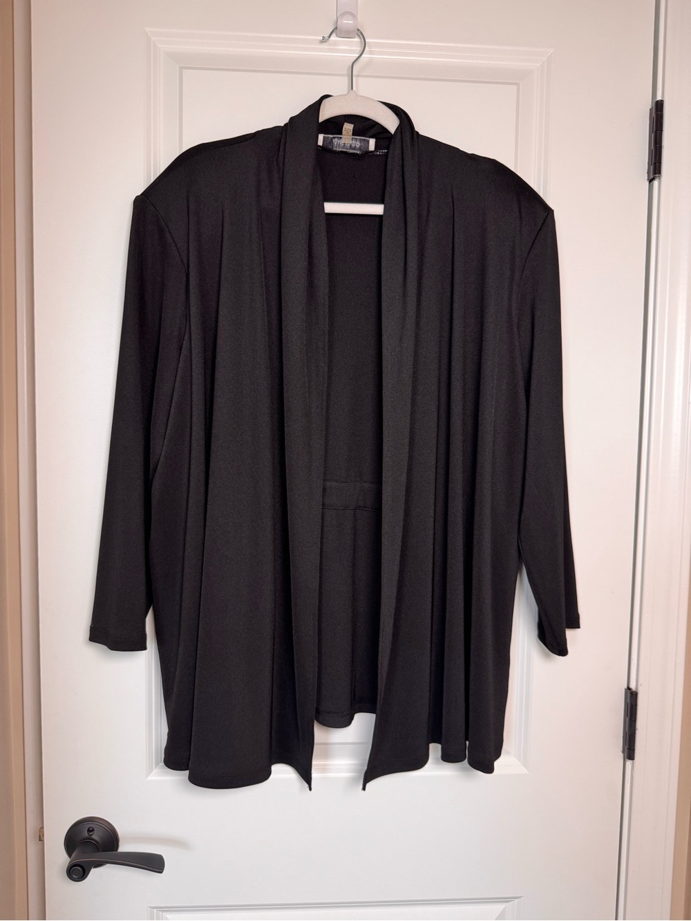 Jones Studio Plus Size Black Open-Front Draped Cardigan